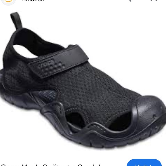 Crocs-8-black-swift water, mesh, fishing, comfort, hook & loop, fabric sandals. - Picture 1 of 9